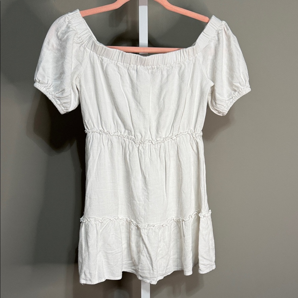 Blue Blush White Off-Shoulder Dress‎ Ruffles Small